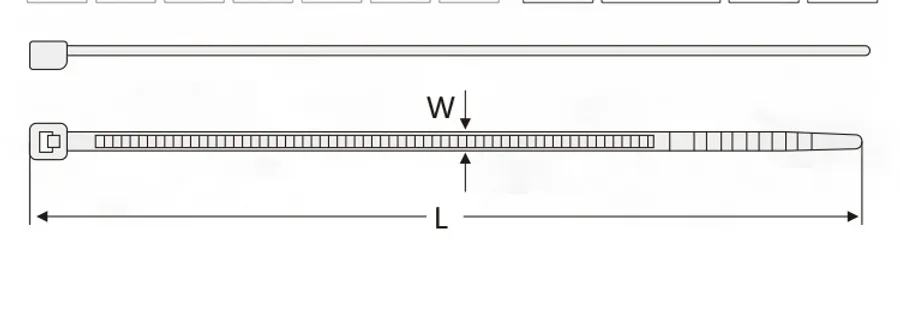Nylon Heavy-Duty Self-Lock Cable Tie - Technical Drawing