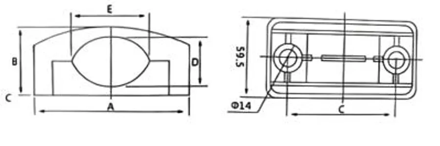 Plastic Cable Cleat - Single Type - Technical Drawing