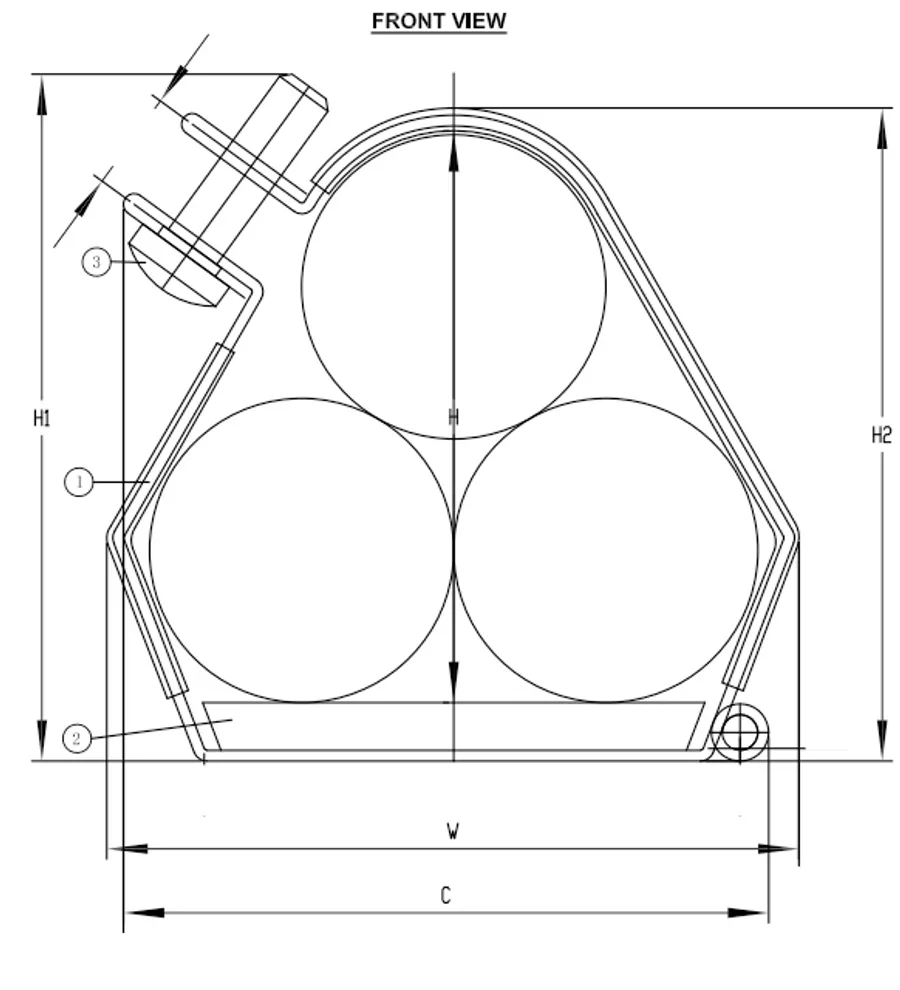 Stainless Steel Cable Cleat - Trefoil Type - Technical Drawing