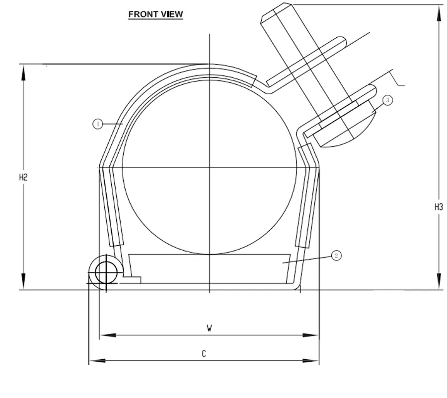 Stainless Steel Cable Cleat - Single Type - Technical Drawing