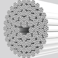 Ceramic membrane cross-section showing tubular structure